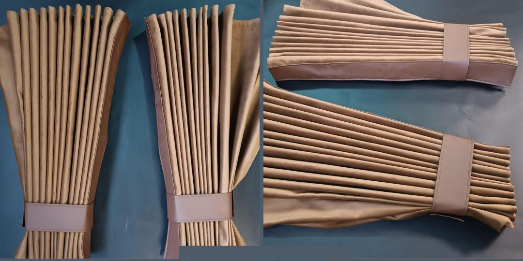 Stora gardiner for vindruta, lyx, brun, 2x (200x105)