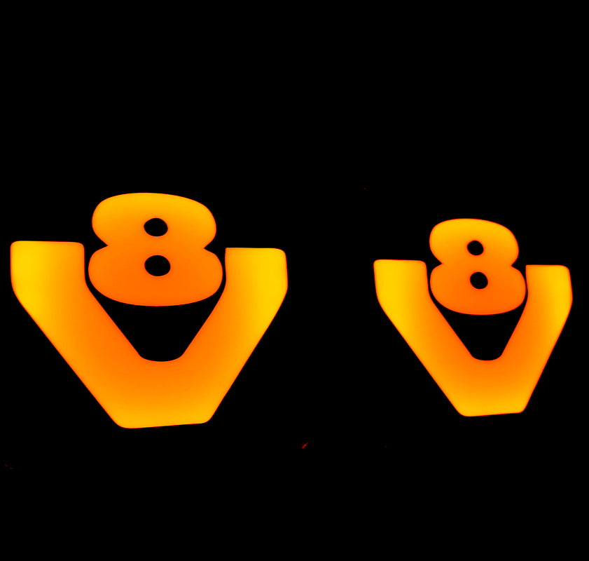 Set med svarta invändiga LED-vindrutepaneler för SCANIA V8, gula