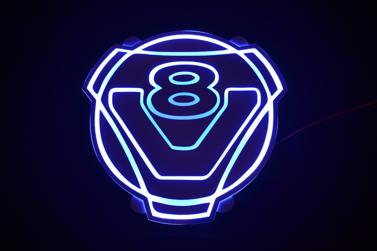 Spegel LED-platta Scania V8 12/24V blå rund