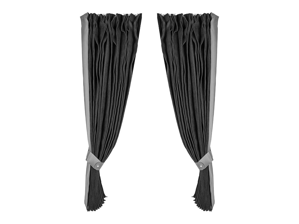 Lyxiga svarta och grå gardiner, stor vindrutestil – Set med 2 paneler (200x105 cm)