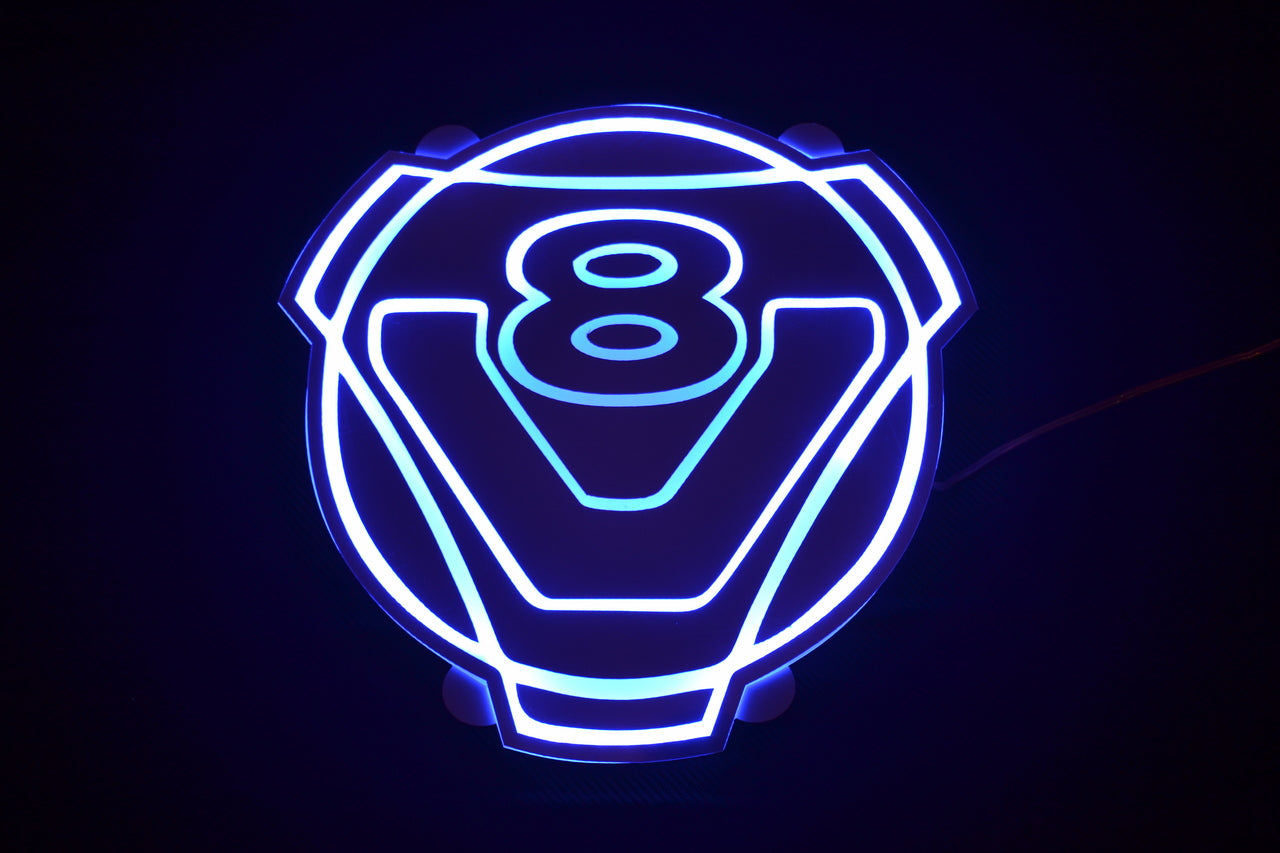 Spegel LED-platta Scania V8 12/24V blå rund